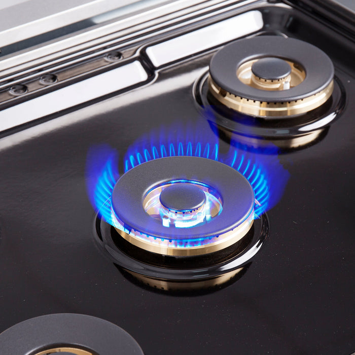 FORNO 30" Capriasca Titanium Gas Range With 4 Burners, Professional Oven, And French Door FFSGS6460-30 FORNO