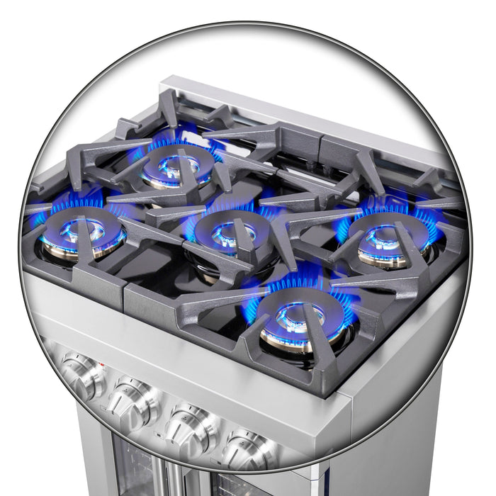 FORNO 30" Capriasca Titanium Gas Range With 4 Burners, Professional Oven, And French Door FFSGS6460-30 FORNO
