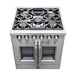 FORNO 30" Capriasca Titanium Gas Range With 4 Burners, Professional Oven, And French Door FFSGS6460-30 FORNO