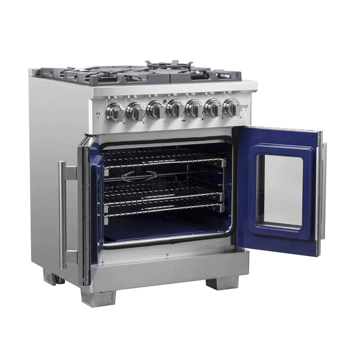FORNO Fratta 30" Platinum Freestanding Dual Fuel Range with French Door FFSGS6387-30 FORNO