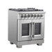FORNO Fratta 30" Platinum Freestanding Dual Fuel Range with French Door FFSGS6387-30 FORNO