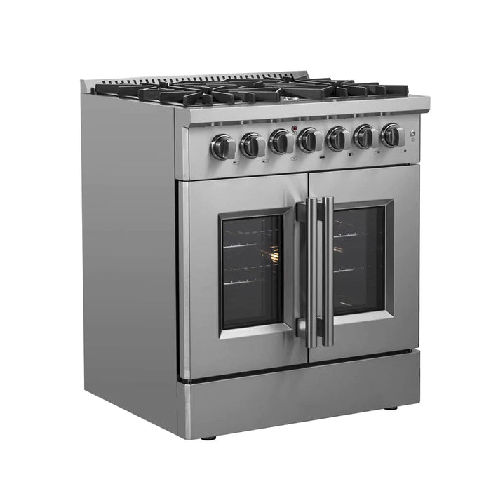 FORNO 30" Maniago Gold Freestanding Dual Fuel Range with French Door FFSGS6356-30 FORNO