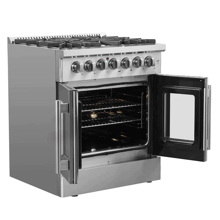 FORNO 30" Maniago Gold Freestanding Dual Fuel Range with French Door FFSGS6356-30 FORNO