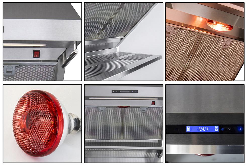 Forno Savona 30" Wall Mount Range Hood with Red Light Warmer, Shelf/Backsplash, and 600 CFM Motor FRHWM5029-30HB FORNO
