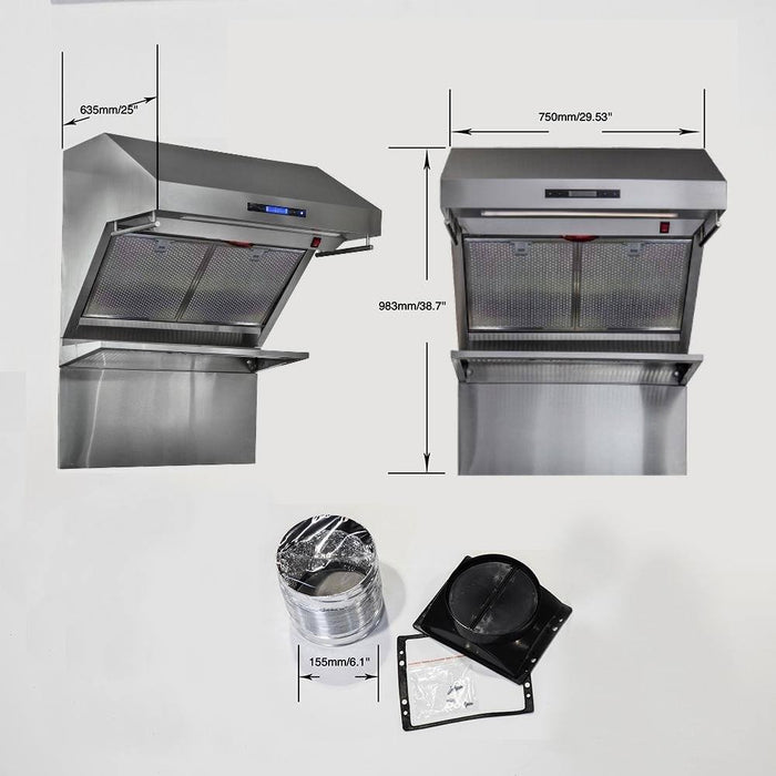 Forno 5-Piece Appliance Package - 30-Inch Electric Range, Wall Mount Range Hood with Backsplash, Pro-Style Refrigerator, Dishwasher, and Microwave Oven in Stainless Steel FORNO