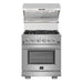 Forno 4-Piece Appliance Package - 30-Inch Electric Range, Wall Mount Range Hood with Backsplash, French Door Refrigerator, and Dishwasher in Stainless Steel FORNO
