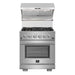 Forno 4-Piece Appliance Package - 30-Inch Electric Range, Wall Mount Range Hood with Backsplash, Pro-Style Refrigerator, and Dishwasher in Stainless Steel FORNO