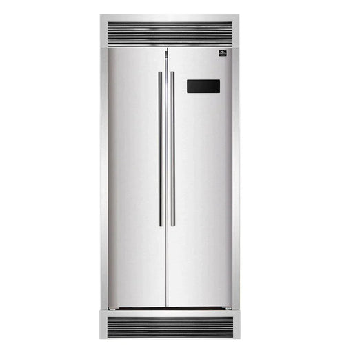 FORNO Salerno 33" Side by Side Built-in Refrigerator 15.6 cu.ft in Stainless Steel with Built-in Style Grille Trim Kit - FFRBI1805-37SG FORNO
