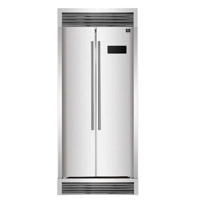 FORNO Salerno 33" Side by Side Built-in Refrigerator 15.6 cu.ft in Stainless Steel with Built-in Style Grille Trim Kit - FFRBI1805-37SG FORNO