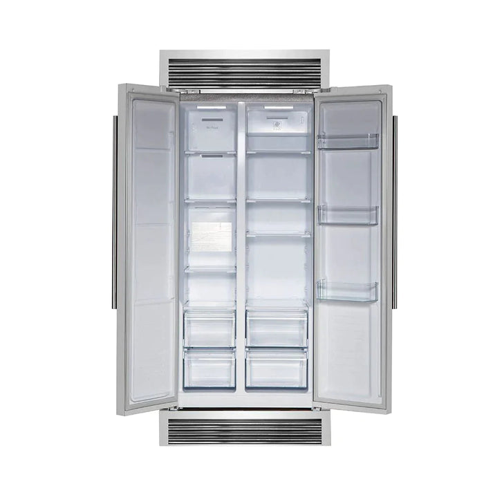 FORNO Salerno 33" Side by Side Built-in Refrigerator 15.6 cu.ft in Stainless Steel with Built-in Style Grille Trim Kit - FFRBI1805-37SG FORNO