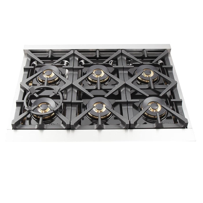 FORNO Capriasca 36" Platinum Freestanding Dual Fuel Range - FFSGS6187-36 FORNO