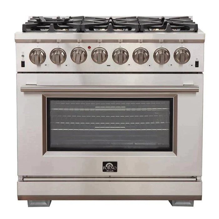 Forno 2-Piece Appliance Package - 36-Inch Dual Fuel Range  & 60-Inch Pro-Style Refrigerator in Stainless Steel FORNO