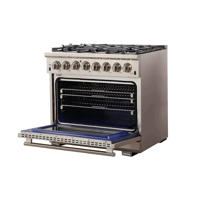 Forno 2-Piece Appliance Package - 36-Inch Dual Fuel Range  & 60-Inch Pro-Style Refrigerator in Stainless Steel FORNO