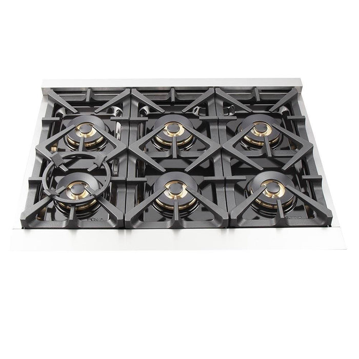Forno 2-Piece Appliance Package - 36-Inch Dual Fuel Range  & 60-Inch Pro-Style Refrigerator in Stainless Steel FORNO