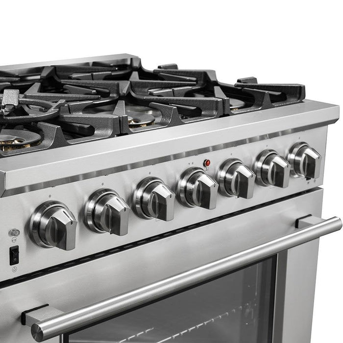Forno 36" Capriasca Titanium Gas Range with 6 Burners, Convection Oven and 120,000 BTUs - FFSGS6260-36 FORNO