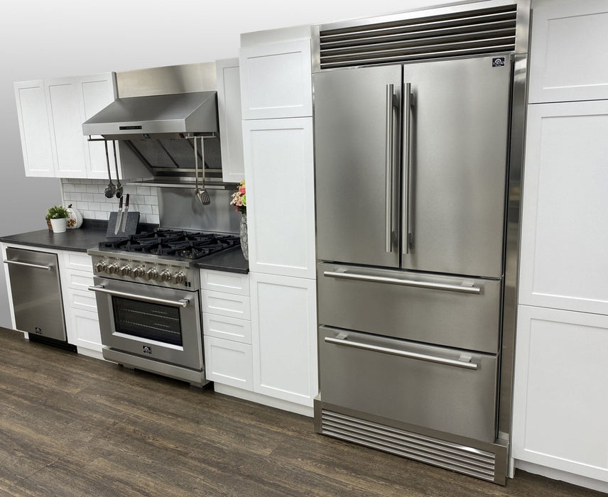 FORNO Moena 36" French Door Refrigerator 19 cu.ft with Built-in Style Grill Trim - FFRBI1820-40SG FORNO