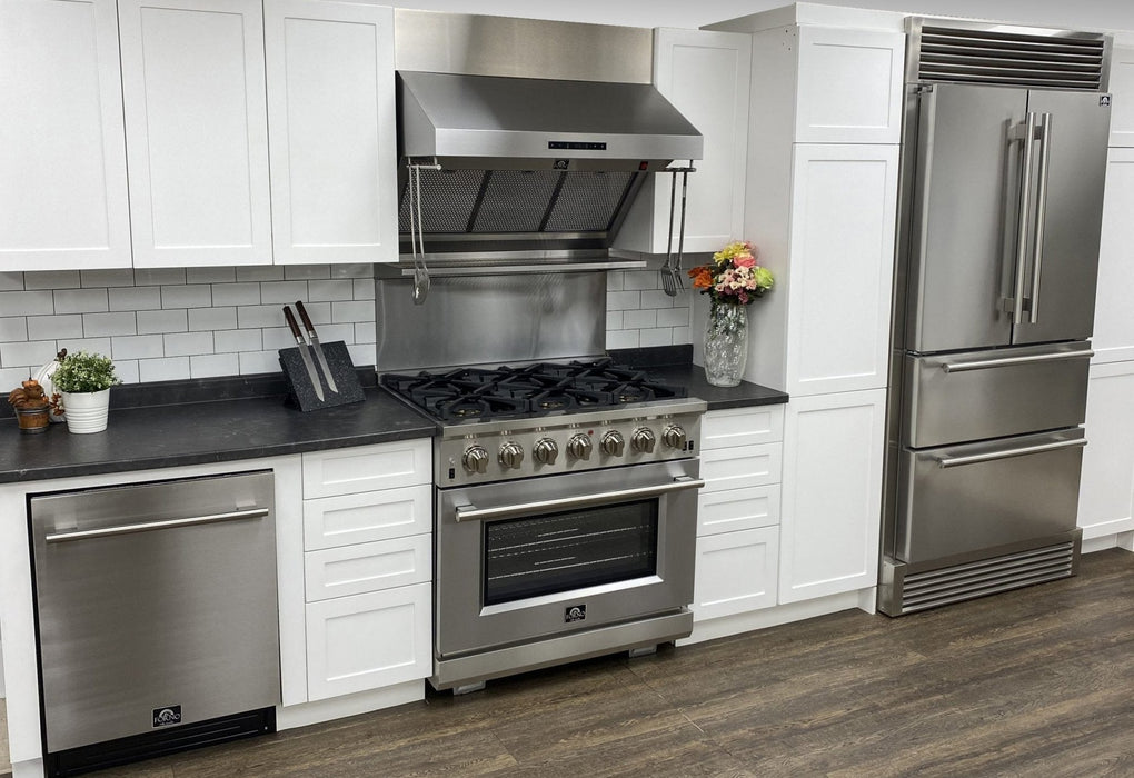 FORNO Moena 36" French Door Refrigerator 19 cu.ft with Built-in Style Grill Trim - FFRBI1820-40SG FORNO