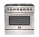FORNO Galiano 36" Gold Freestanding Dual Fuel Range with 240v Electric Oven - 6 Burners and Convection Oven FFSGS6156-36 FORNO