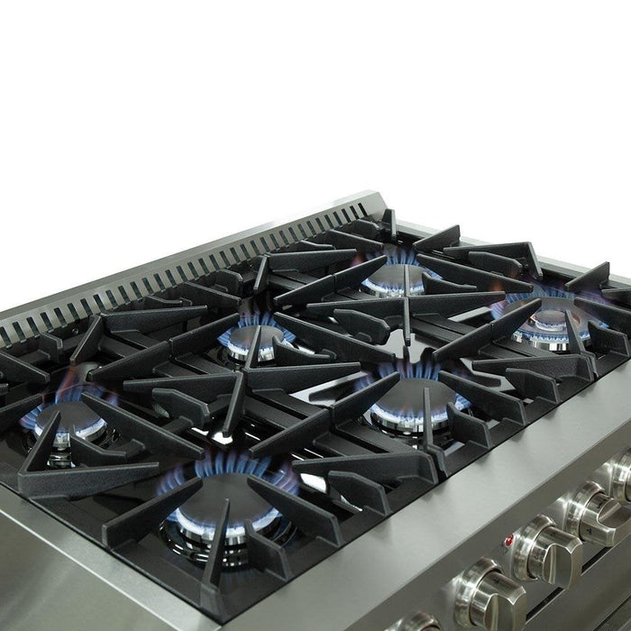 FORNO Galiano 36" Gold Freestanding Dual Fuel Range with 240v Electric Oven - 6 Burners and Convection Oven FFSGS6156-36 FORNO