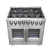 FORNO 36" Fratta Platinum Freestanding Dual Fuel Range With French Door 120,000 BTUs & Electric Oven in Stainless Steel - FFSGS6387-36 FORNO