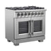 FORNO 36" Fratta Platinum Freestanding Dual Fuel Range With French Door 120,000 BTUs & Electric Oven in Stainless Steel - FFSGS6387-36 FORNO