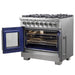 FORNO 36" Fratta Platinum Freestanding Dual Fuel Range With French Door 120,000 BTUs & Electric Oven in Stainless Steel - FFSGS6387-36 FORNO