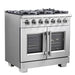 FORNO 36" Capriasca Titanium Gas Range in Stainless Steel With 6 Burners, Professional Oven, And French Door FFSGS6460-36 FORNO