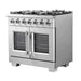 FORNO 36" Capriasca Titanium Gas Range in Stainless Steel With 6 Burners, Professional Oven, And French Door FFSGS6460-36 FORNO