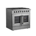FORNO 36" Maniago Gold Freestanding Dual Fuel Range In Stainless Steel With French Doors FFSGS6356-36 FORNO