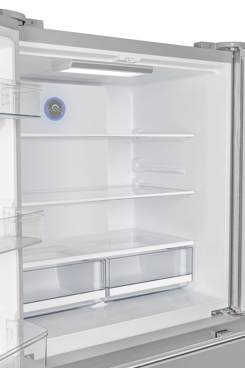 FORNO Moena 36 Inch French Door Refrigerator 19 cu.ft - FFRBI1820-36SB