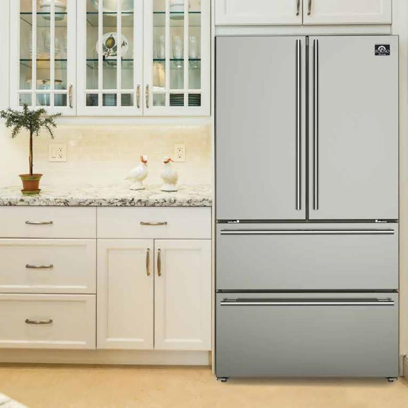 FORNO Moena 36 Inch French Door Refrigerator 19 cu.ft - FFRBI1820-36SB