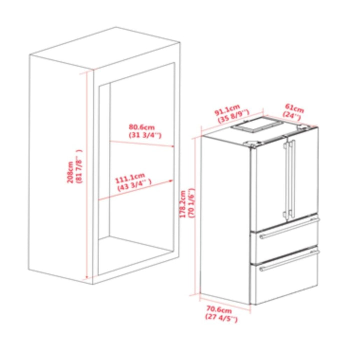 FORNO Moena 36 Inch French Door Refrigerator 19 cu.ft - FFRBI1820-36SB FORNO