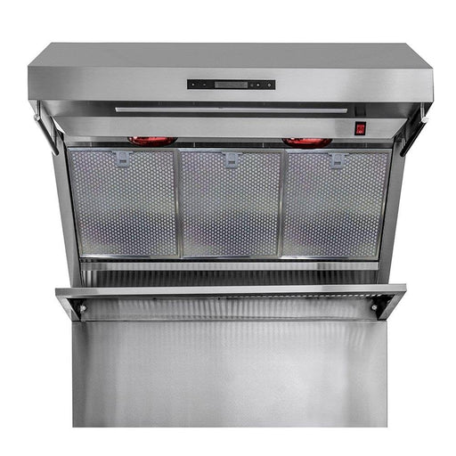 Forno Ansedonia 36" Wall Mount Range Hood with Red Light Warmer, Shelf/Backsplash, and 1200 CFM Motor FRHWM5029-36HB FORNO
