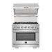 Forno 5-Piece Appliance Package - 36-Inch Electric Range, Wall Mount Range Hood with Backsplash, French Door Refrigerator, Dishwasher, and Microwave Oven in Stainless Steel FORNO