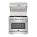 Forno 3-Piece Pro Appliance Package - 30-Inch Gas Range, Refrigerator with Water Dispenser,& Wall Mount Hood with Backsplash in Stainless Steel FORNO