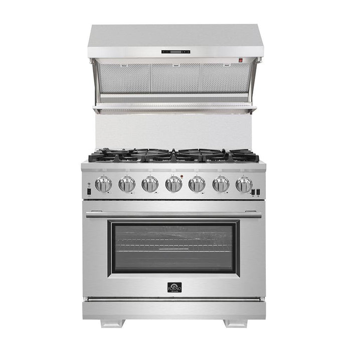 Forno 2-Piece Appliance Package - 36-Inch Electric Range and Wall Mount Range Hood with Backsplash in Stainless Steel FORNO