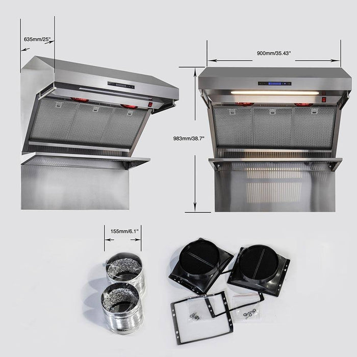 Forno 2-Piece Appliance Package - 36-Inch Electric Range and Wall Mount Range Hood with Backsplash in Stainless Steel FORNO