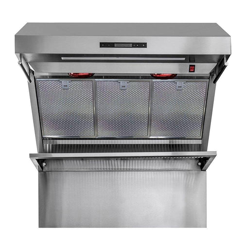 Forno 4-Piece Pro Appliance Package - 36-Inch Dual Fuel Range, Refrigerator with Water Dispenser, Wall Mount Hood with Backsplash, & 3-Rack Dishwasher in Stainless Steel FORNO