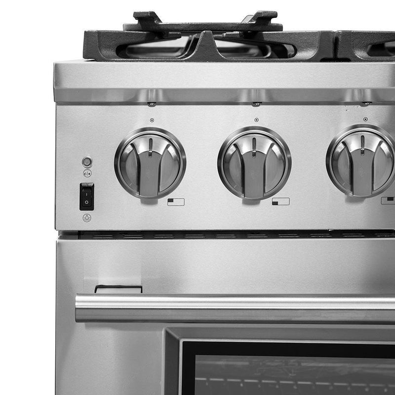 Forno 4-Piece Pro Appliance Package - 36-Inch Dual Fuel Range, Refrigerator with Water Dispenser, Microwave Drawer, & 3-Rack Dishwasher in Stainless Steel