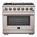 Forno 4-Piece Pro Appliance Package - 36-Inch Gas Range, Refrigerator with Water Dispenser, Microwave Oven, & 3-Rack Dishwasher in Stainless Steel FORNO