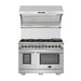 Forno 4-Piece Pro Appliance Package - 48-Inch Dual Fuel Range, 56-Inch Pro-Style Refrigerator, Wall Mount Hood with Backsplash, & Dishwasher in Stainless Steel FORNO