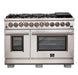 FORNO Capriasca 48" Platinum Freestanding Dual Fuel Range with 240v Electric Oven - 8 Burners, Griddle, and 160,000 BTUs - FFSGS6187-48 FORNO