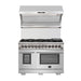 FORNO Capriasca 48" Platinum Freestanding Dual Fuel Range with 240v Electric Oven - 8 Burners, Griddle, and 160,000 BTUs - FFSGS6187-48 FORNO