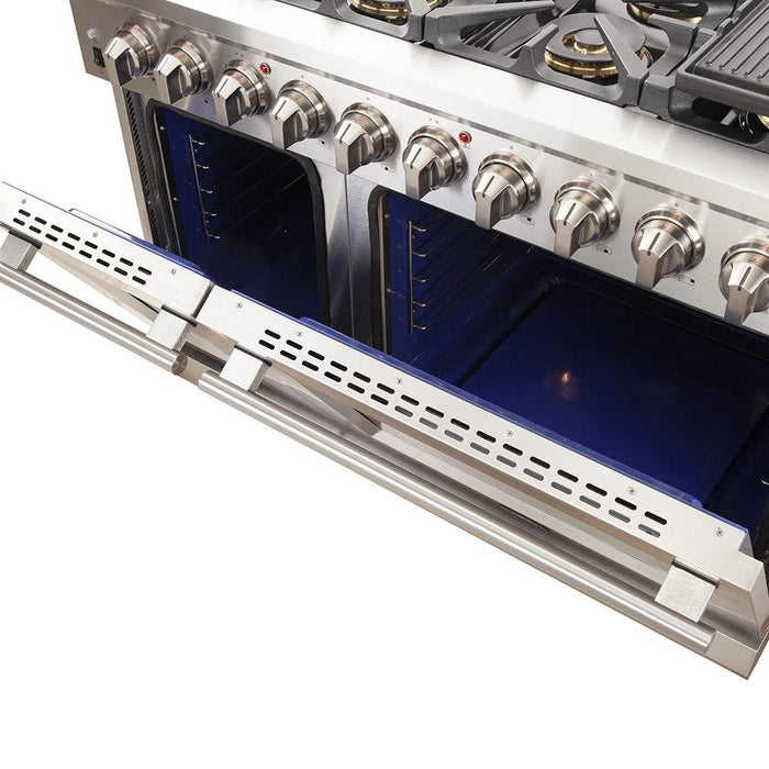 Forno 48" Capriasca Titanium Gas Range with 8 Burners, Griddle and 160,000 BTUs - FFSGS6260-48 FORNO