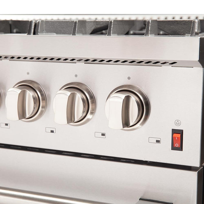 Forno 48-Inch Galiano Dual Fuel Range - Gas Cooktop with 240v Electric Oven - 8 Burners, Griddle, and Double Oven FFSGS6156-48 FORNO