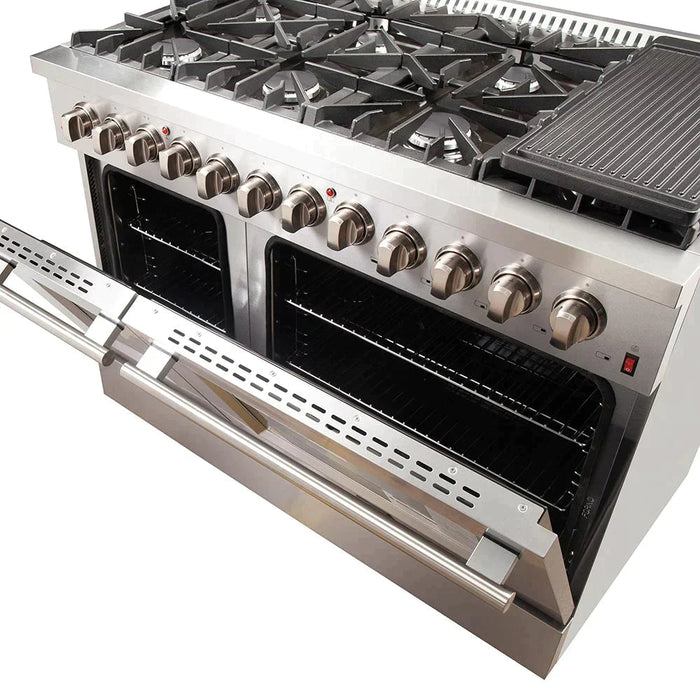 Forno 2-Piece Appliance Package - 48-Inch Dual Fuel Range  & 60-Inch Pro-Style Refrigerator in Stainless Steel FORNO