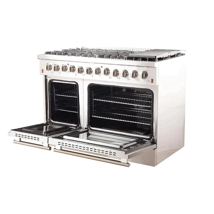 Forno 2-Piece Appliance Package - 48-Inch Dual Fuel Range  & 60-Inch Pro-Style Refrigerator in Stainless Steel FORNO
