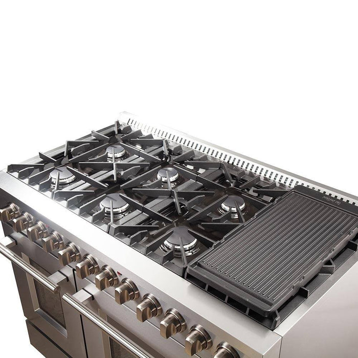 Forno 2-Piece Appliance Package - 48-Inch Dual Fuel Range  & 60-Inch Pro-Style Refrigerator in Stainless Steel FORNO