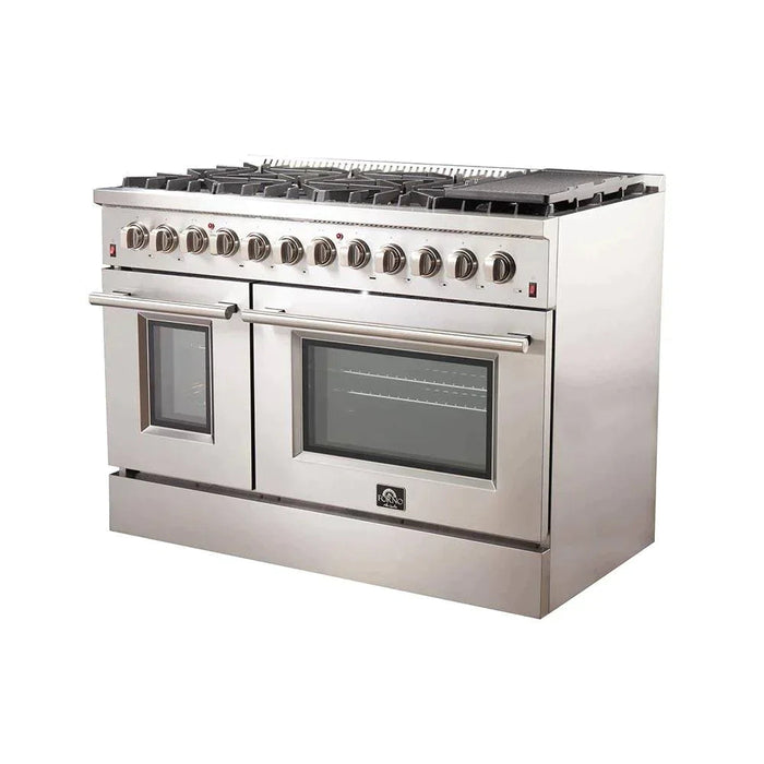 Forno 2-Piece Appliance Package - 48-Inch Dual Fuel Range  & 60-Inch Pro-Style Refrigerator in Stainless Steel FORNO