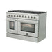 Forno 3-Piece Appliance Package - 48-Inch Gas Range, 56-Inch Pro-Style Refrigerator & Wall Mount Hood with Backsplash in Stainless Steel FORNO